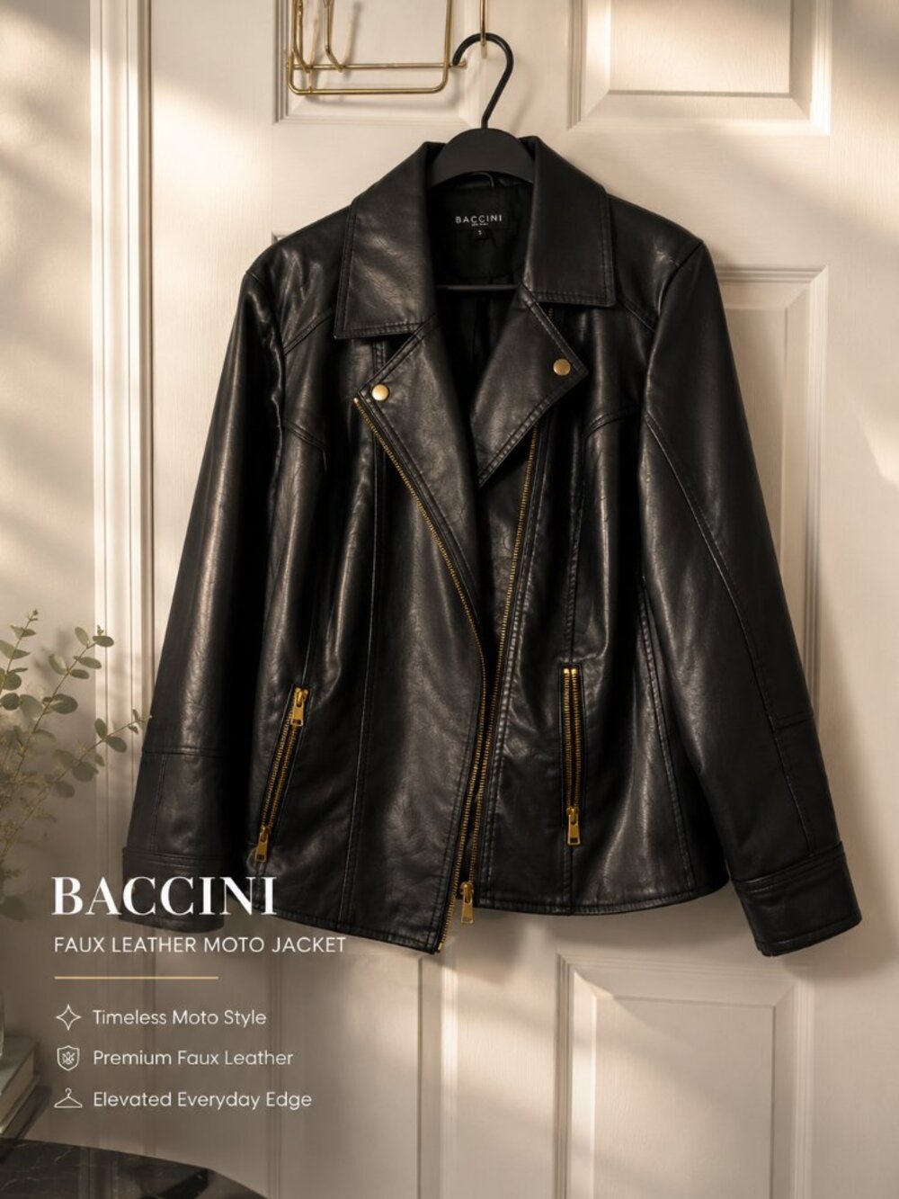 BACCINI Faux Leather Moto Jacket 🖤✨